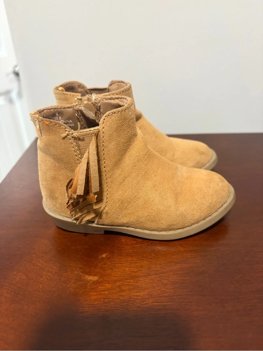 Tan Suede Tassel Ankle Boots & Leopard Print Orange-Trim Ballet Flats